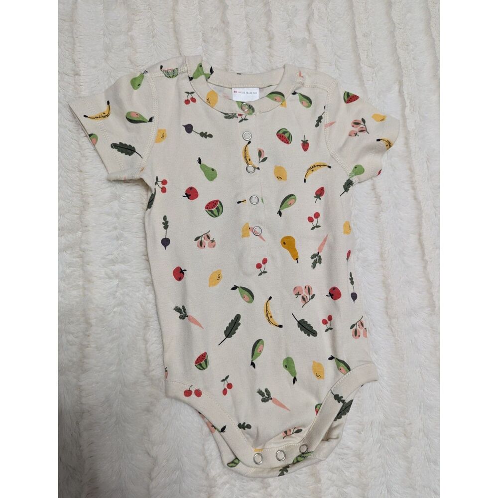 NWOT Hanna Andersson Fruit and Veggie Henley Bodysuit size 18-24 Months